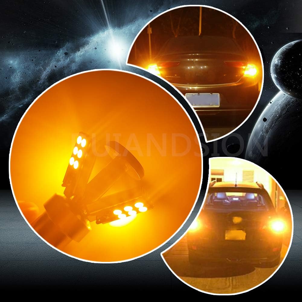 Ruiandsion BAU15S PY21W 7507 LED Bulbs Super Bright 30pcs 3030 Chips Canbus Error Free 12V Replace for Backup Reverse Turn Signal Tail Lights,Yellow Amber (Pack of 2)