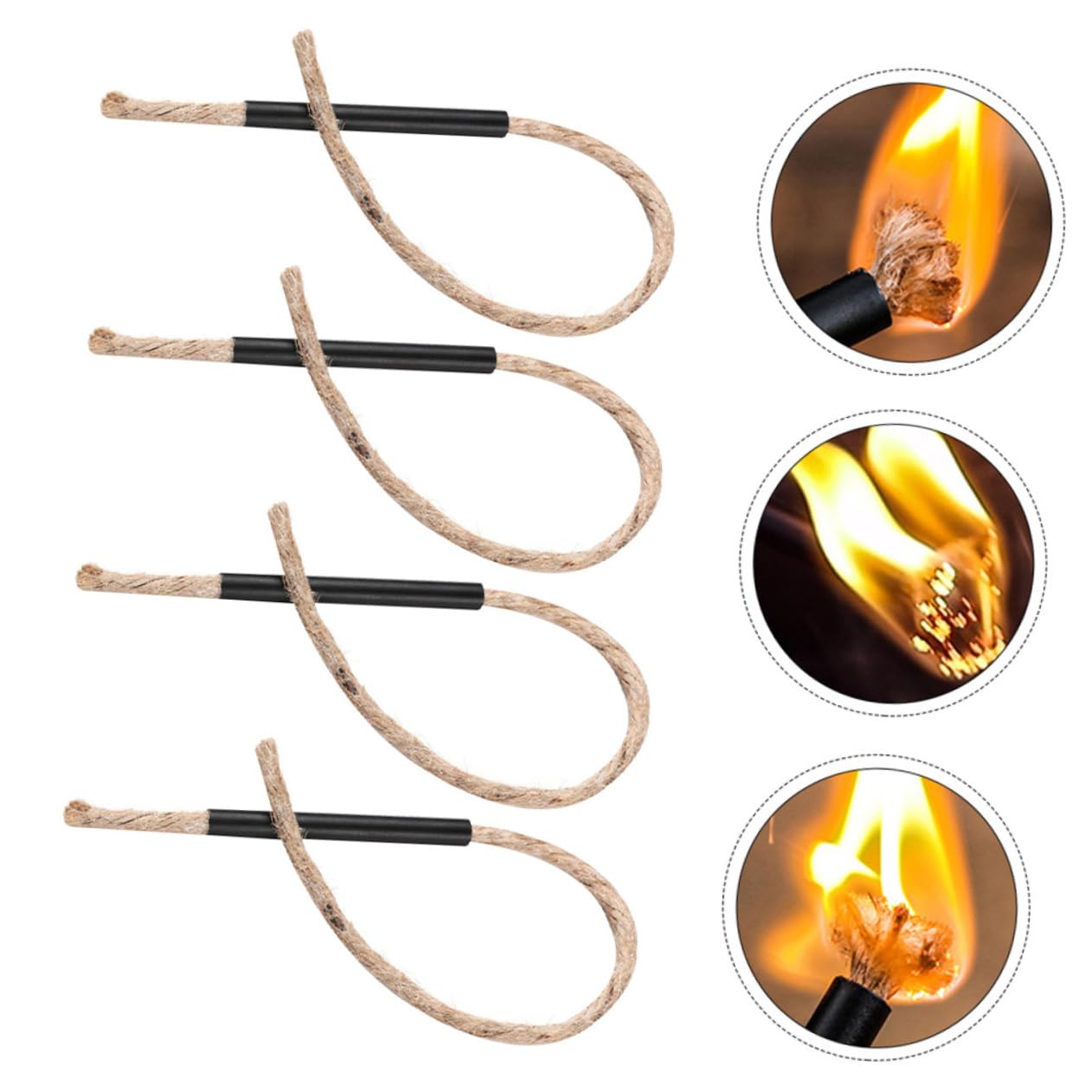 Gogogmee Long Burning Camping Fire Starter 4pcs Survival Wick Ropes Easy Ignition for Outdoor Adventure