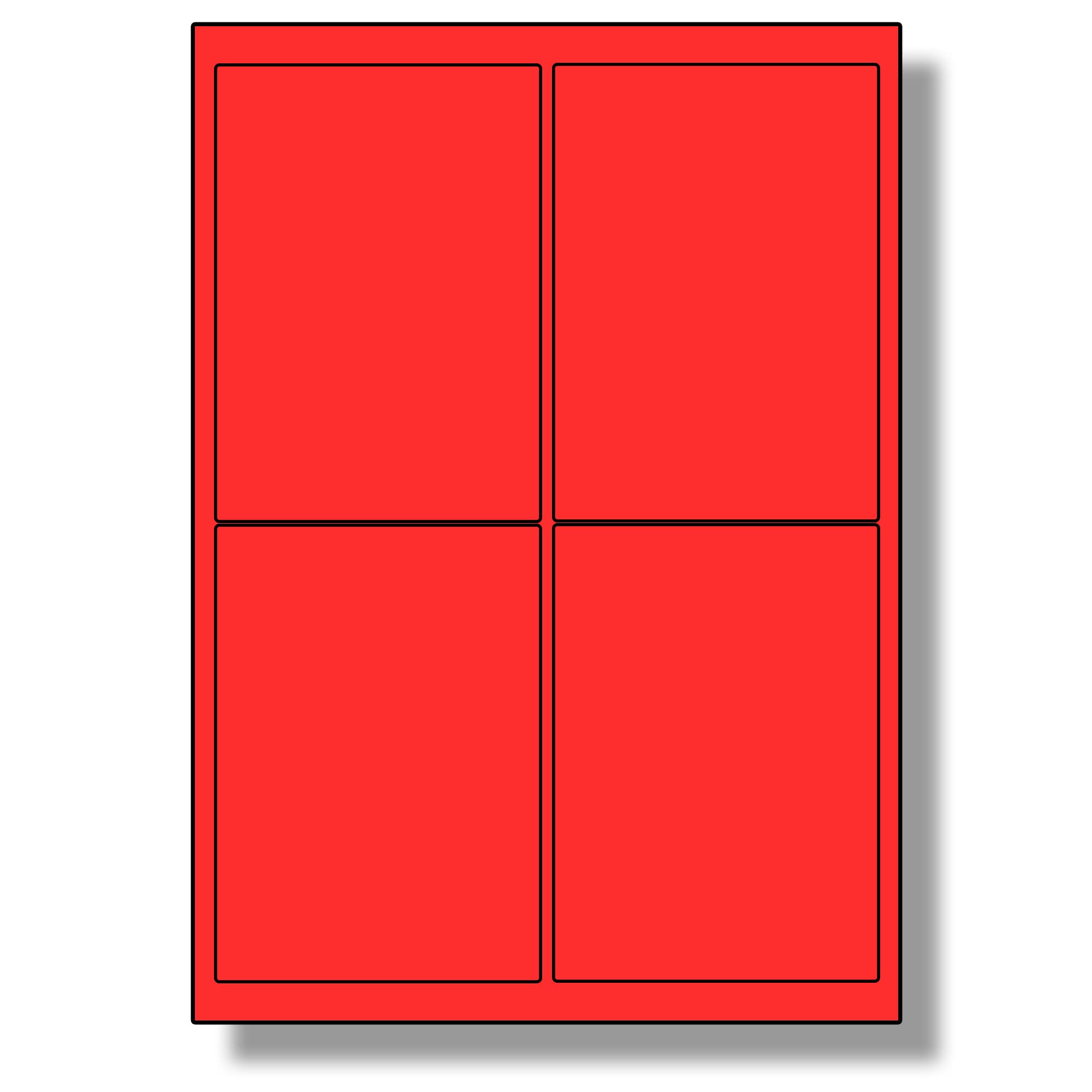 Label Planet® 4 Per Sheet, 5 Sheets (20 Fluorescent RED Labels). Fluorescent Labels for Laser Printers, 99.1 x 139mm, LP4/99 FC.