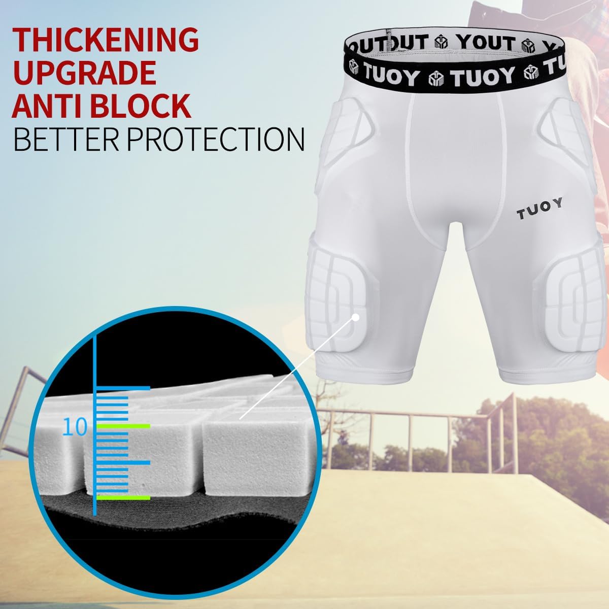 Men's Padded Football Girdle Compression 5-Pads Integrated Football Pads with Hip Tail Thigh Protector for Football Baseball - Image 5