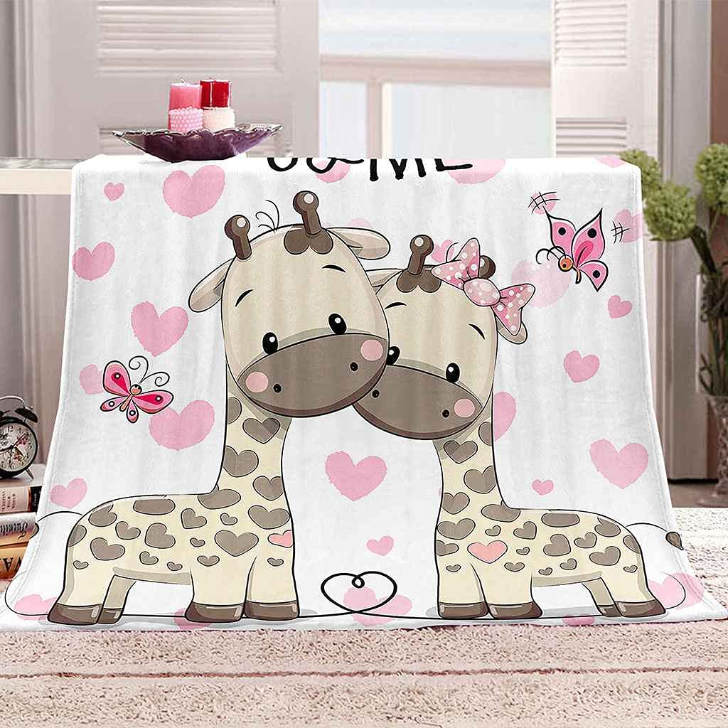 Couverture Polaire Girafe 150x200cm en Flanelle Microfibre Chaude et Douce