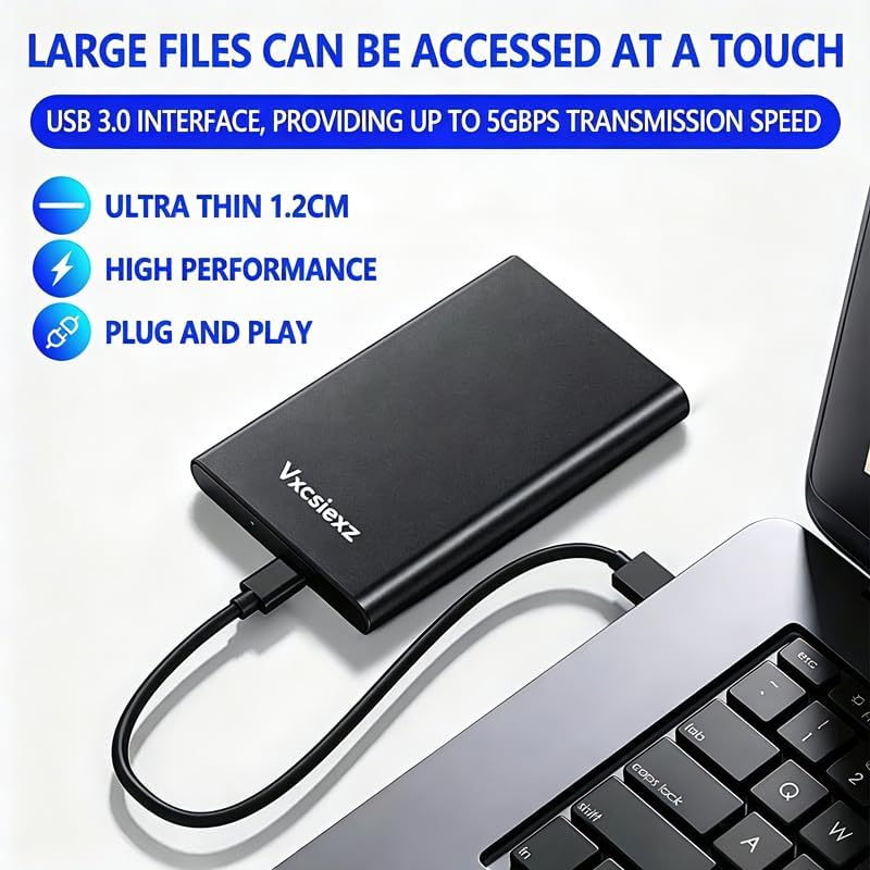 1TB Portable External HDD - USB 3.0/2.0 Compatible, Shock/Dust/Rain Resistant for Mac & PC