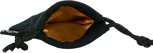 Bolsa de dados pequeña clásica, 3.75 x 4 pulgadas con cordón ajustable, perfecta para hasta 21 dados poliédricos (interior dorado)