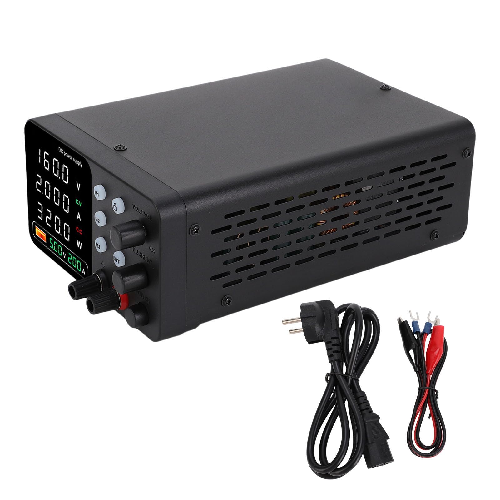 Eujgoov Zasilacz DC Regulowany 0-30V 0-10A z regulacją enkoderową i Szybkim ładowaniem USB, Przycisk Włączania/wyłączania Wyjścia do Ciągłej pracy. (Wtyczka UE 230 V)