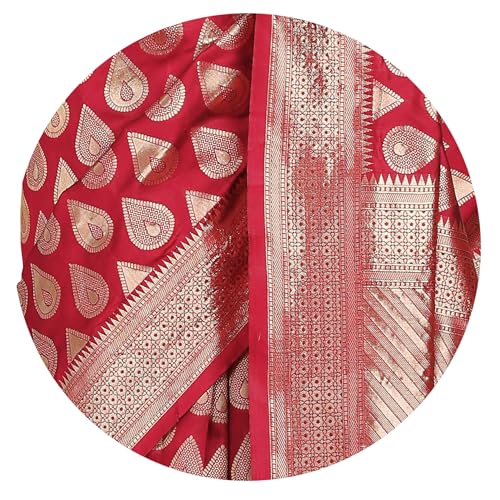 Image of Subham Saree for Woman Silk Cotton Kanjivaram | Soft Daily Wear Golden Zari Sari with Jacquard Blouse Piece
