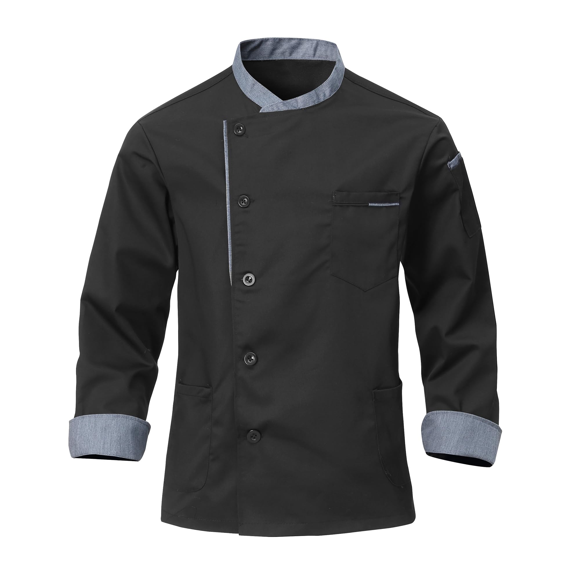 Chaqueta de Chef para Hombre Unisex Chef Uniforme Manga Larga Ligero Cocinero Chaquetas Ajuste Moderno para Hosteleria Cocina Restaurante — view 8