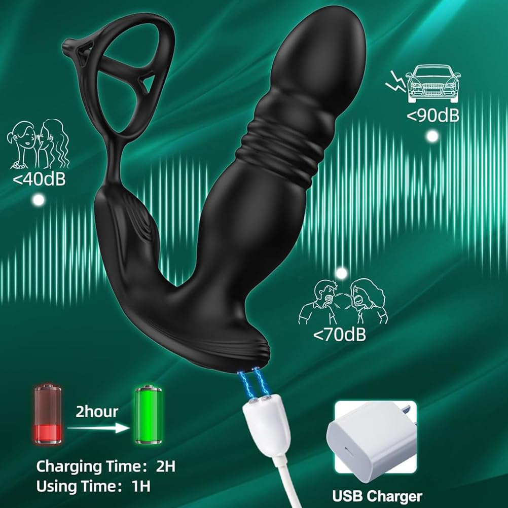 Genérico Masajeador De Próstata Consolador Anal Vibrador Con Anillo Para Pene, Juguetes Sexuales Con Tapón Anal Para Adultos Masajeador De Punto P Con 3 Modos De Empuje Y 9 De Vibración
