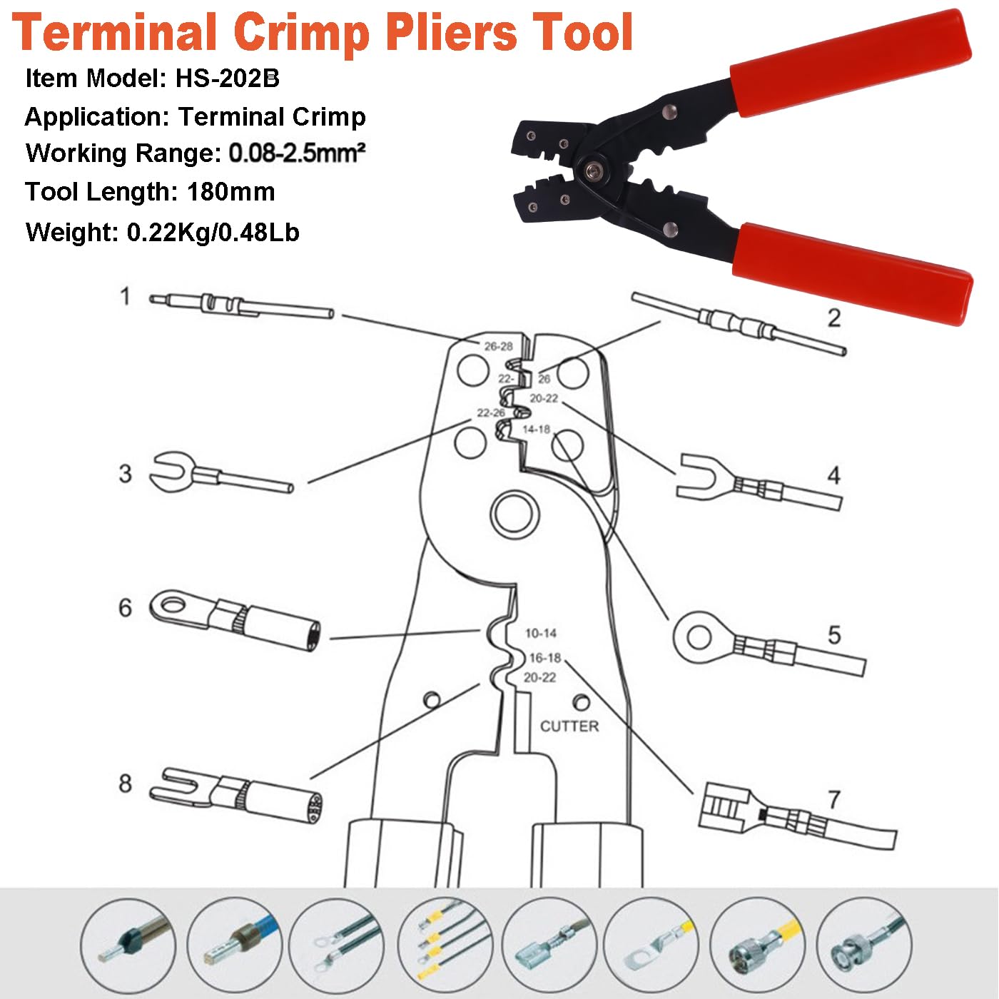Juego de herramientas multifunción de crimpado de cables, HS-519 HS-202B HSC8 6-4A Multifunción Terminal Cable crimpado alicates herramienta pelacables Kit de herramientas para cables y