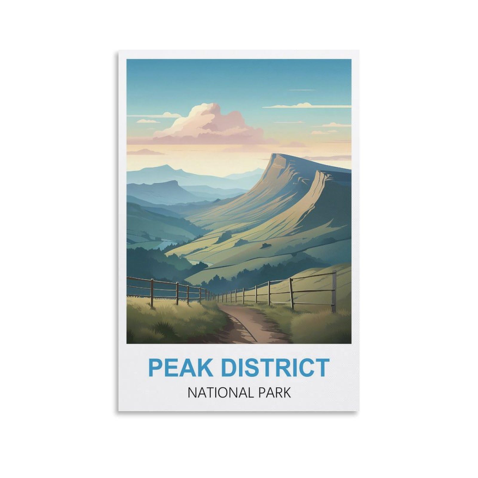 Wgmdoee Unframe-Style Peak District National Park England Vintage Travel Posters 16X24inch(40X60cm) Canvas Poster Living Room Wall Art Home Decor