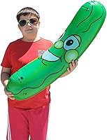 Vista 3 de Cabeza de pepinillo sonriente inflable gigante gigante de 36 pulgadas (3 pies). Vinilo inflable de cara inflable para playa, piscina, flotador