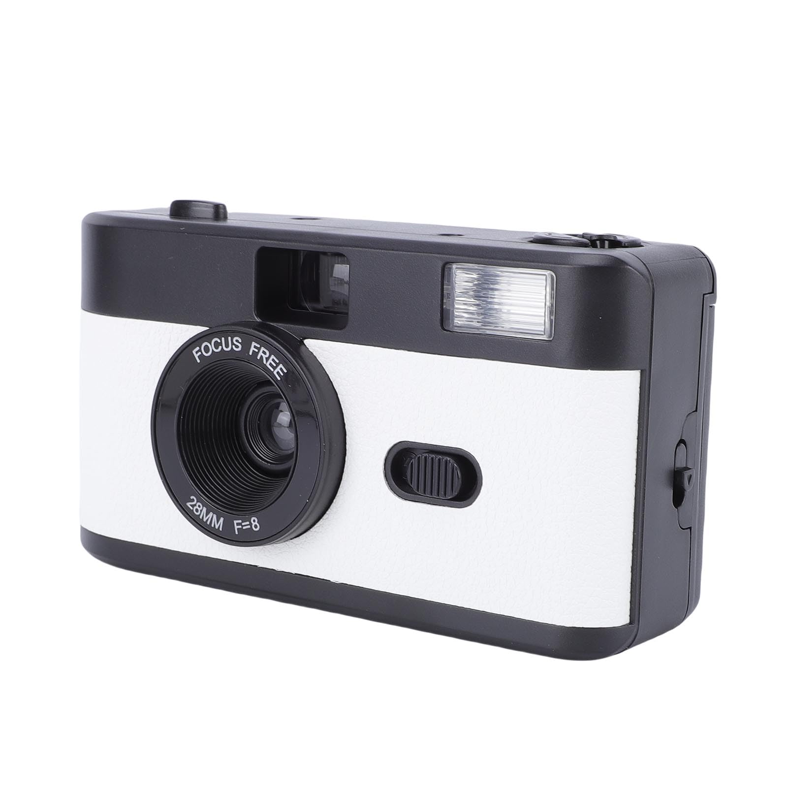 Akozon Kamera Filmowa 35 Mm 28 Mm F/8 Aparat Retro Wielokrotnego Użytku z lampą błyskową 27 Kolorów dla Studentów, Dorosłych, ów Urodzinowych (czarny biały)