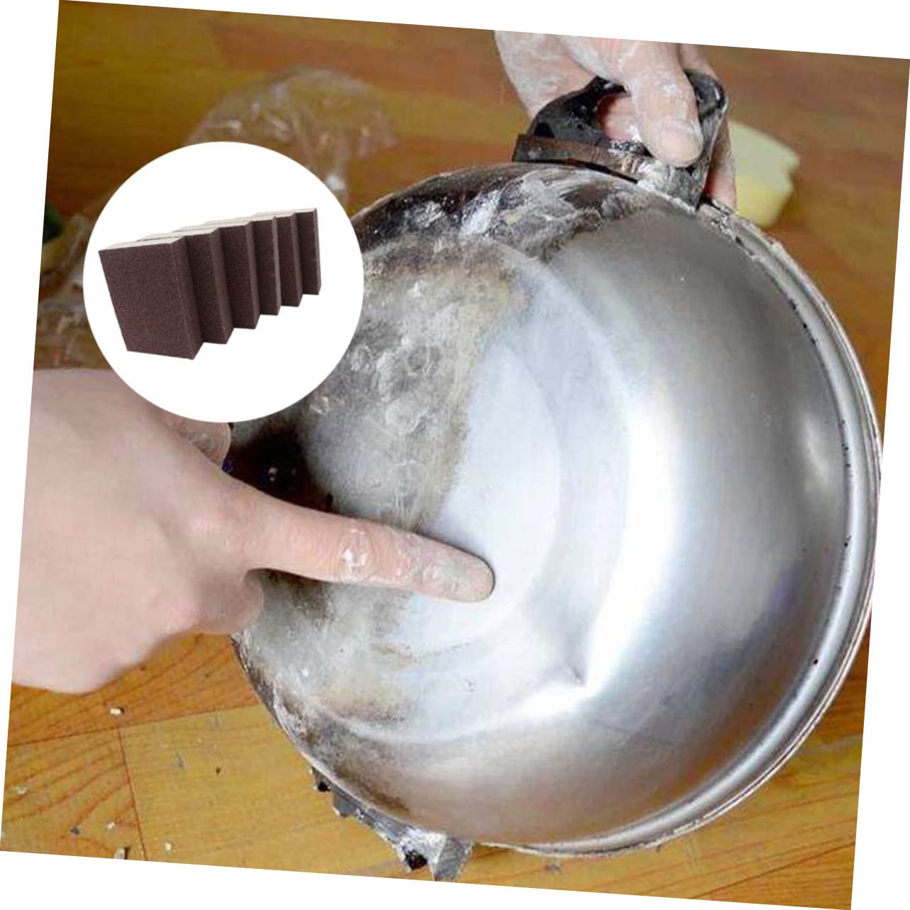 SOLUSTRE Esponjas De Lijado Nano para Limpieza De Cocina 12 Piezas, 10x7x2.5 Cm, Color Marrón Rojizo, Esponja Abrasiva Reutilizable para Ollas, Sartenes y Superficies Óxido