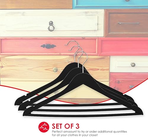 Miniatura 5 de Home Basics, Perchas de plástico de goma antideslizantes negras que ahorran espacio