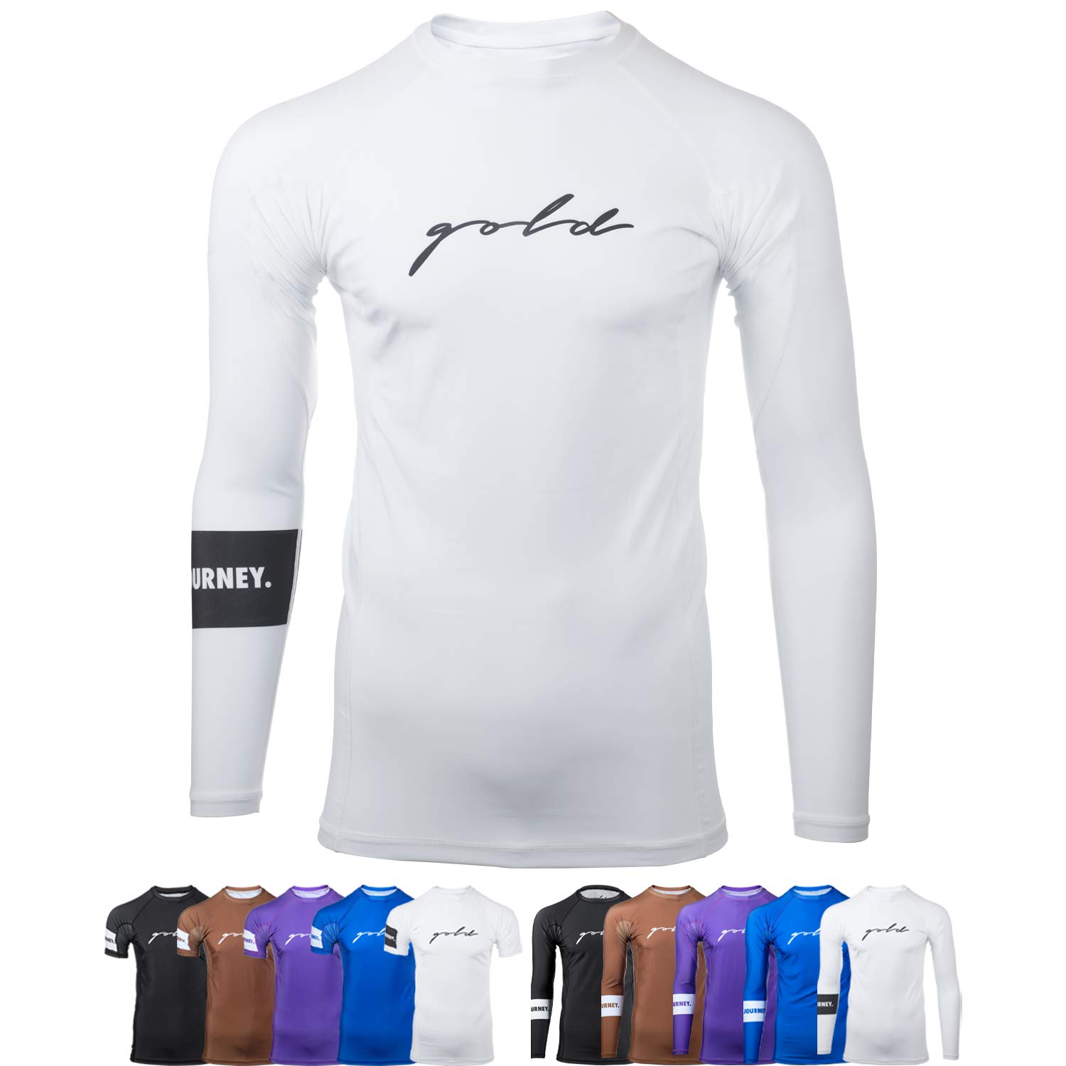 Gold BJJFoundation Rash Guard - Ranked No-Gi and Gi Jiu Jitsu Rashguard