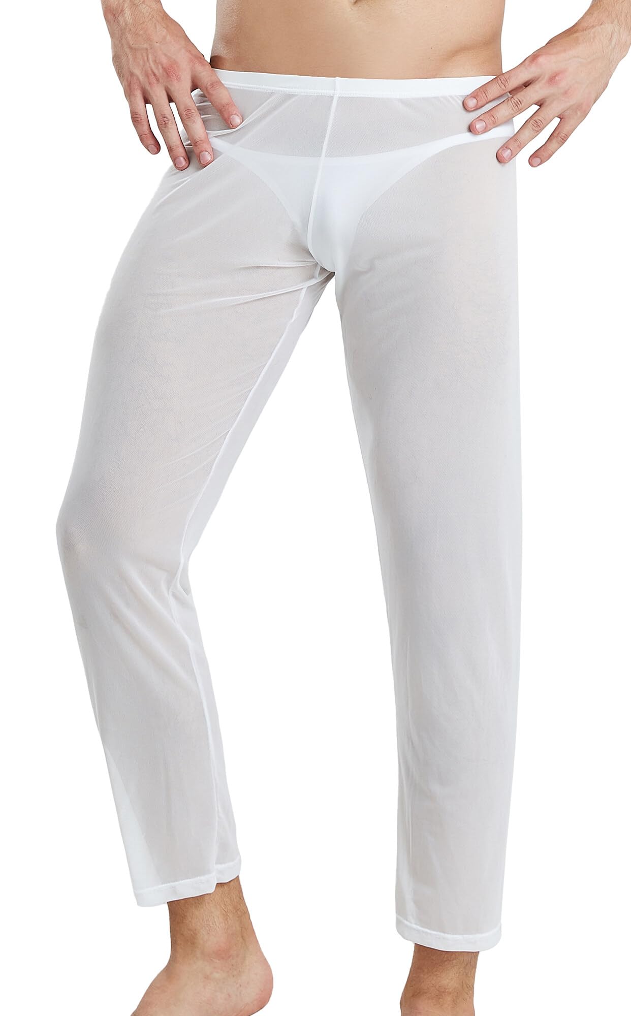 Panegy Pantaloni da pigiama da uomo, in rete, trasparenti, comodi, trasparenti, da discoteca