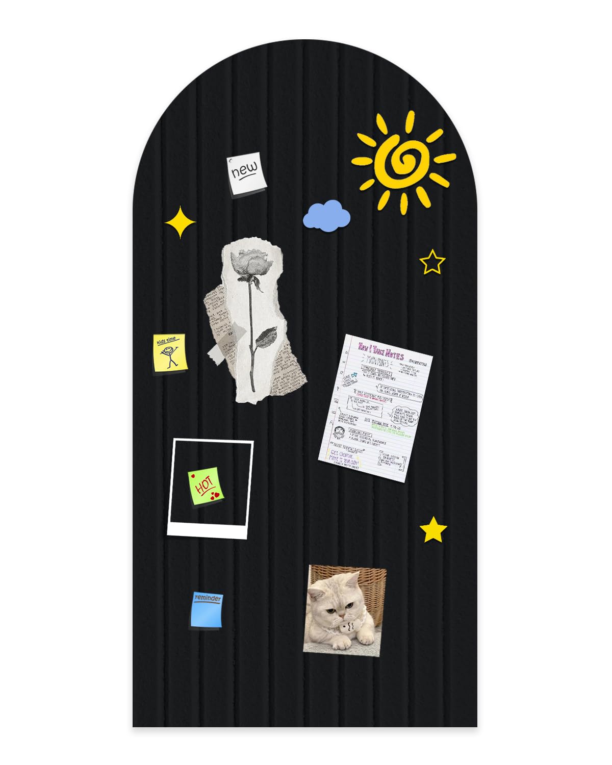 Foldable Cork Board, 0.9 cm Thick Large Felt Bulletin Board with Adhesive Sticker, Round Edges Wall Panels for Office Bedroom Living Room, Decorative Board for Pictures Notes (Black, 120x60 cm)