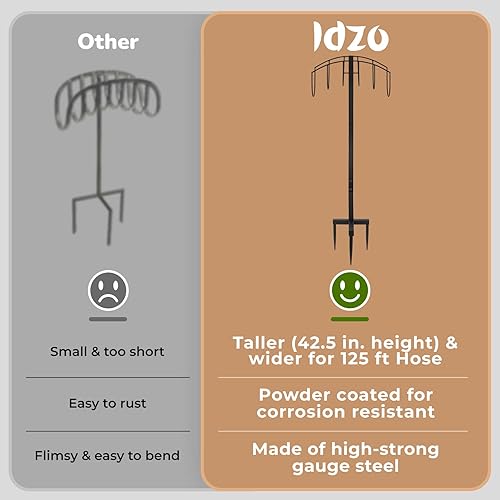 Miniatura 5 de Steel Garden Hose Holder Stand with Powder Coated to Resist Corrosion, Freestanding Hose Hanger for 125 Feet Hose, Water Hose Reel with 3 Stable