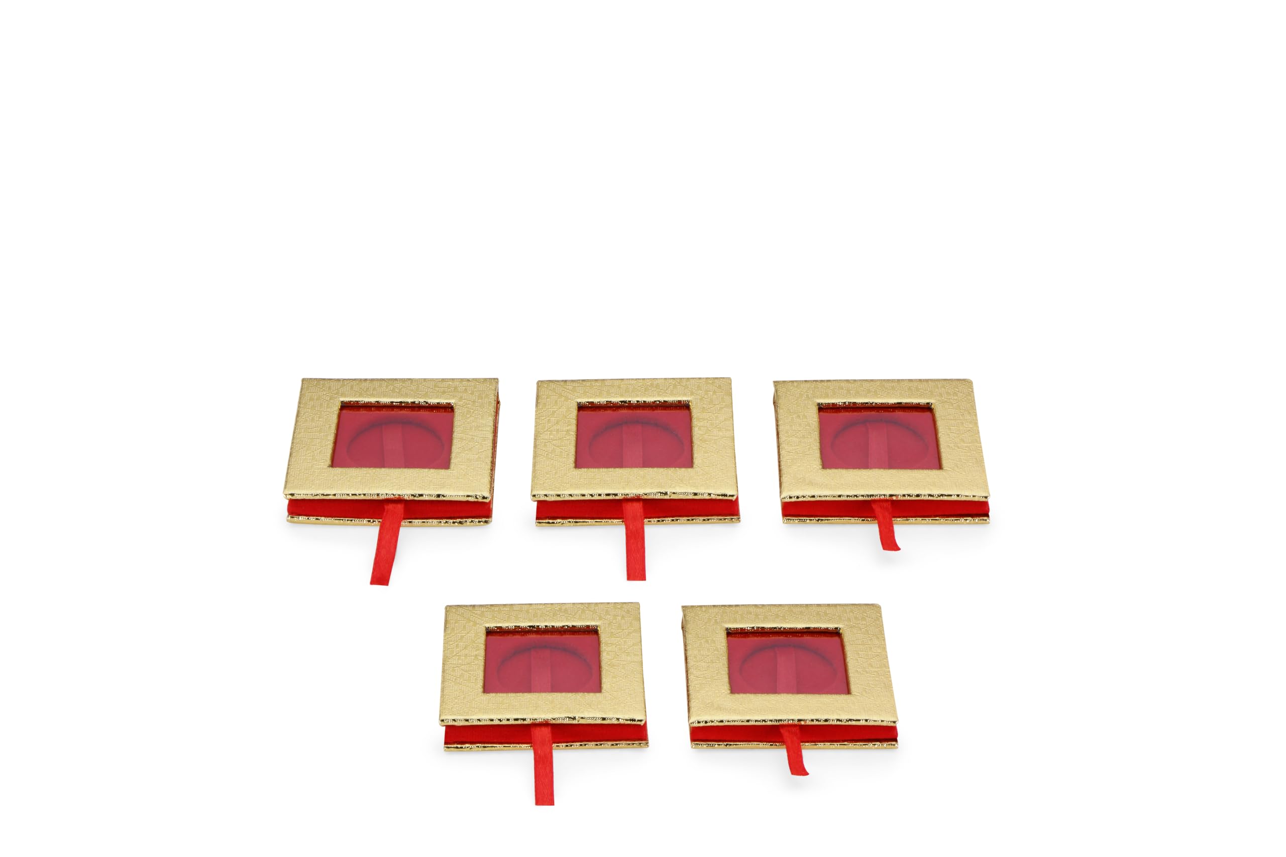 Badhai Box by Osasbazaar Decorative Coin Box, Perfect for gifting pure Silver Coins at weddings, festivals and special events - Red Golden Transparent for 1 Silver Coin of 10 grams (Set Of 5)-image-36