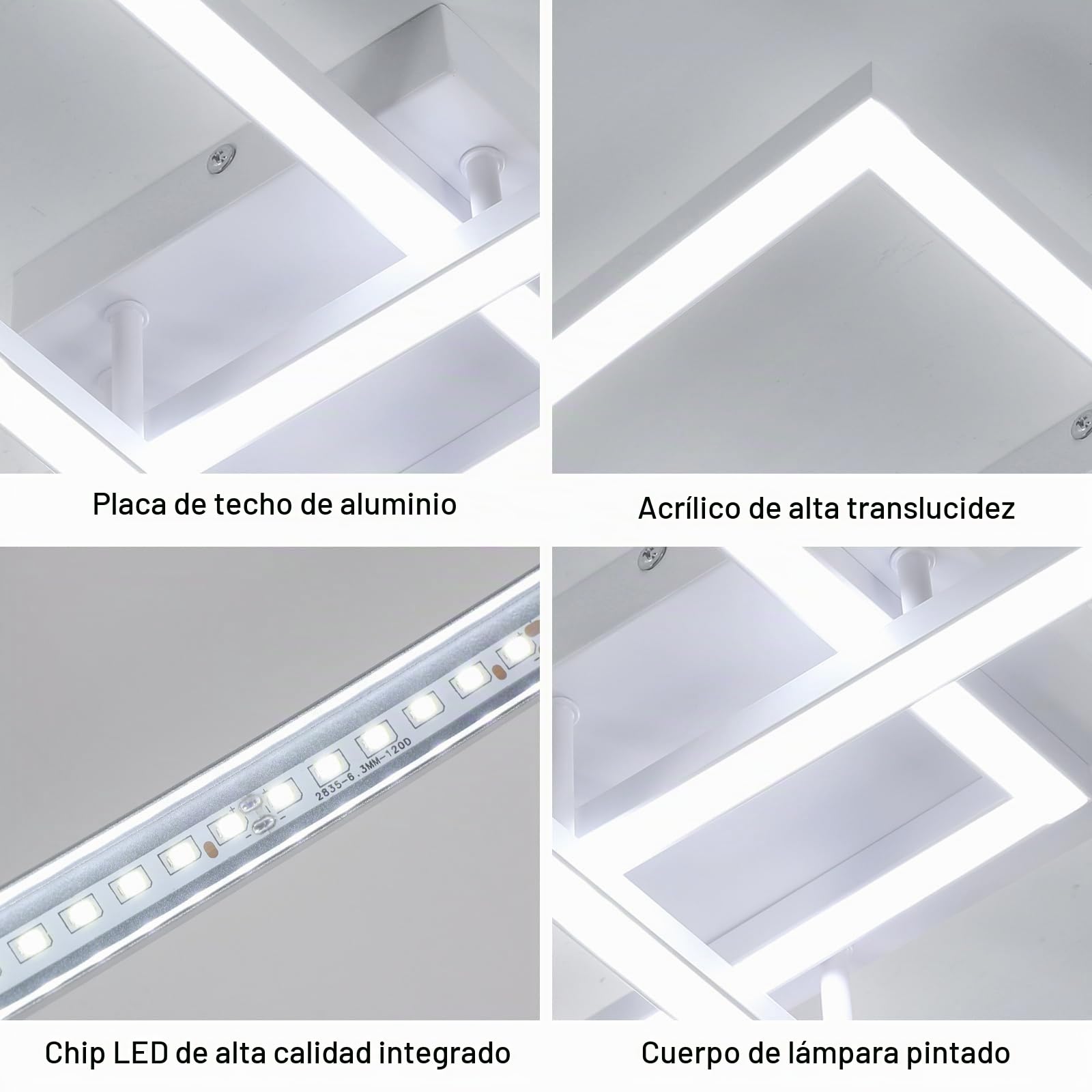 DELIPOP Moderna Lámpara de Techo 40W 4500LM 6500K Plafon Led techo Cuadrado | Luz de techo led Blanca Para Dormitorio Salon Comedor, 62cm