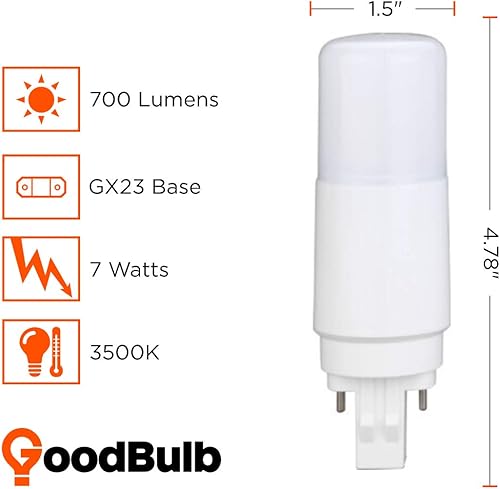Miniatura 2 de GoodBulb Bombillas LED Omni de repuesto de 9 vatios Comercial 7 W híbrido 2 pines GX23 base 3500K blanco neutro Alto rendimiento 700 lúmenes