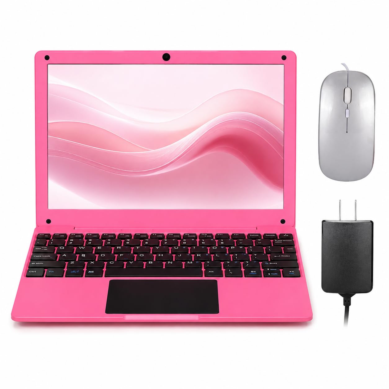 Mini computer portatile con processore Celeron (fino a 2,6 Ghz), 8 GB di RAM, SSD da 256 GB, schermo HD IPS, notebook educativo portatile per apprendimento, lavoro d'ufficio, rosa