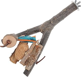 Parliky Ramo De Árvore Pólo Pássaros Brinquedos Papagaio De Brinquedo Poleiro De Papagaio De Brinquedo De Papagaio Carrinho De Papagaio Mordida Espetos Gaiola De Papagaio De Madeira