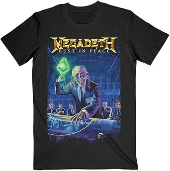 Mens Megadeth Rust in Peace 30th Anniversary Back Print Slim Fit T-Shirt Black