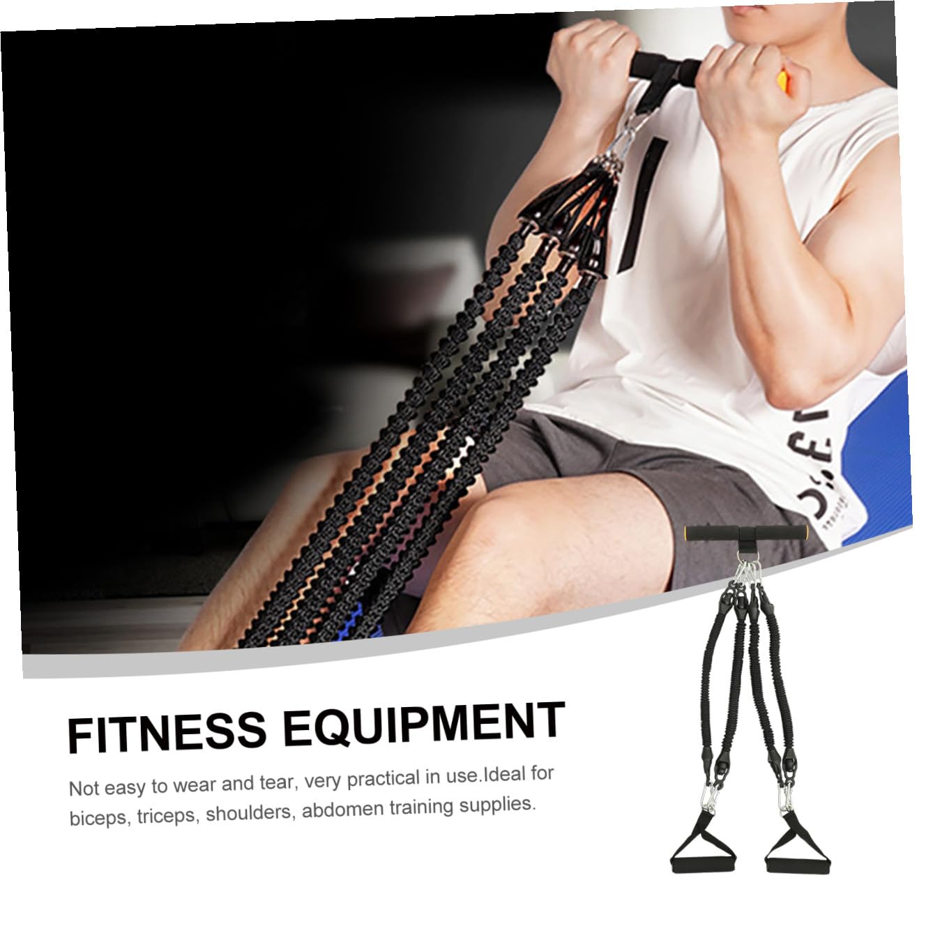 Corda di Resistenza Pedali, Allenamento Indoor Multifunzione Nero | Esercizio per Spalle e Corpo, Lavorazione Accurata, Antiusura, Uso Domestico, Attrezzo Compatto