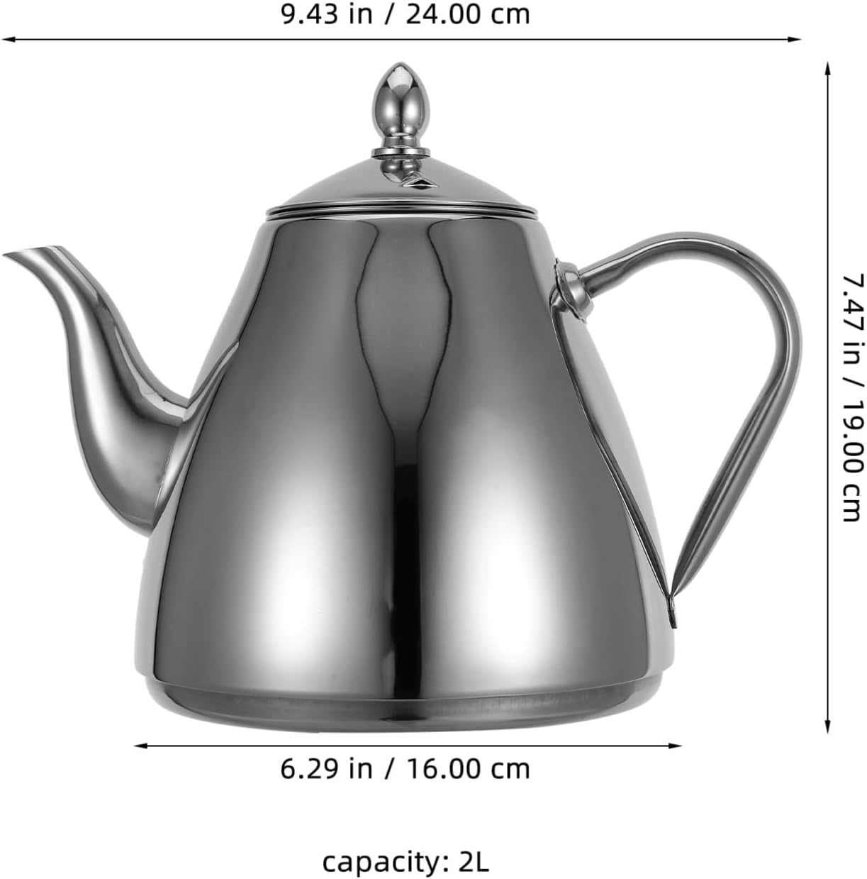 SOLUSTRE Stainless Steel Kettle with Removable Infuser for Induction and Electric Stovetops Thickened Construction for Home and Restaurant Use for Tea Preparation