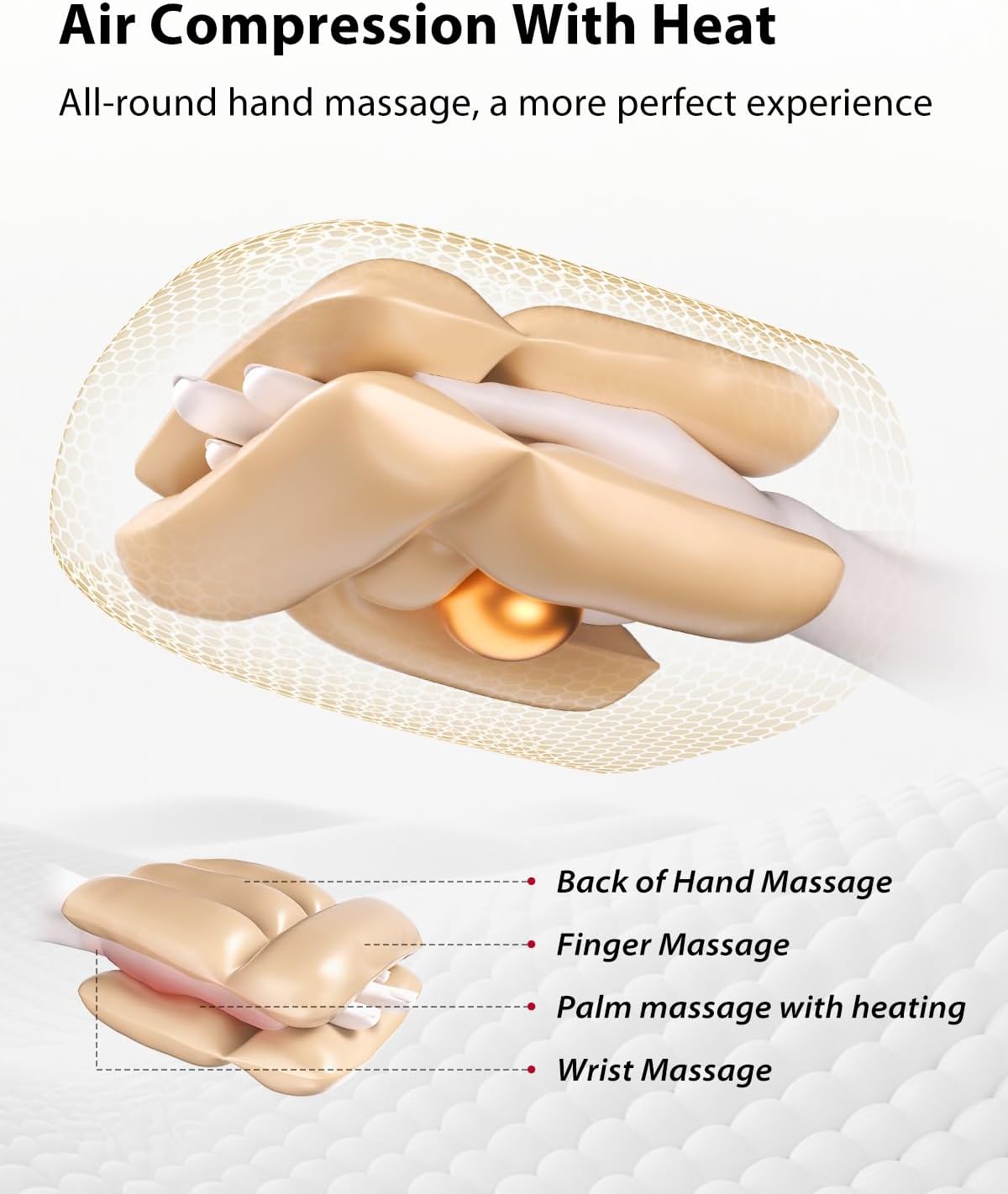 CINCOM Upgraded Hand Massager with Heat and Compression for Arthritis and Carpal Tunnel - Cordless & Rechargeable (Pearl White & Gold) - Image 8