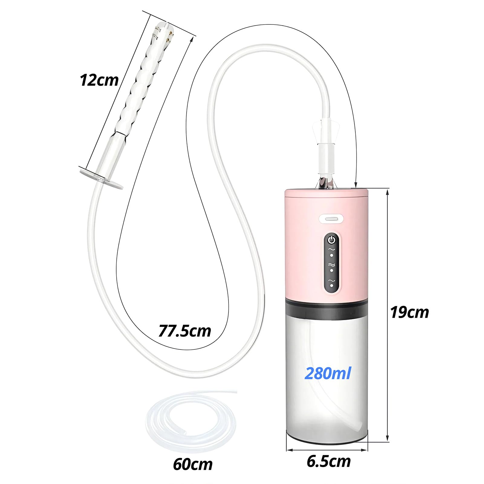 SXOVO Poire à Lavement Intime 280ml Douches Anale et Vaginale Électrique avec Cathéter Extra Long Enema Douchette Intime avec 3 Vitesses de Pulvérisatio pour Colon et Intestins