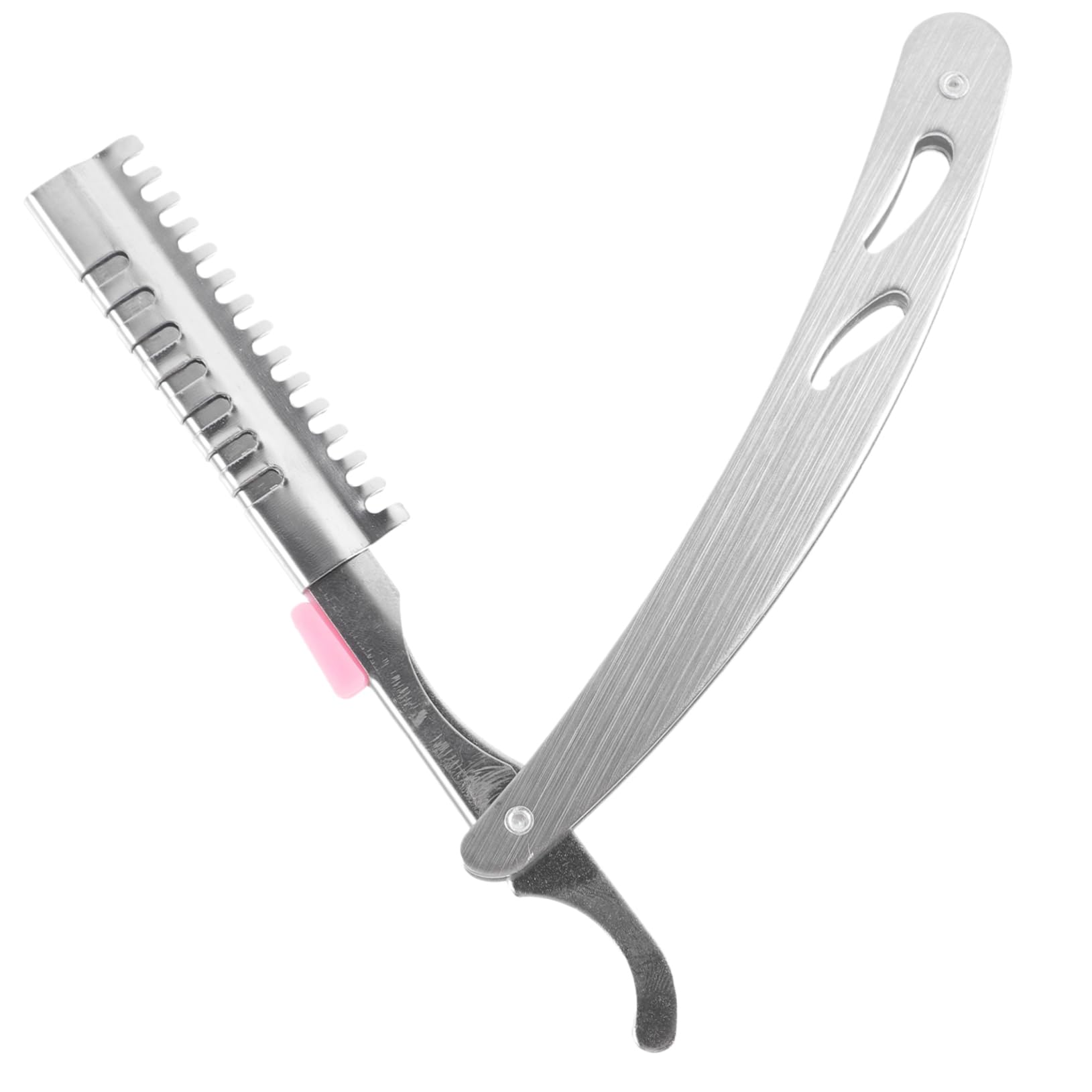 PartyKindom Vintage Manual Shaver Full Steel Beard Cut Knife Eyebrow Shaver Hairdressing Scraper Razor Portable Barber Tool