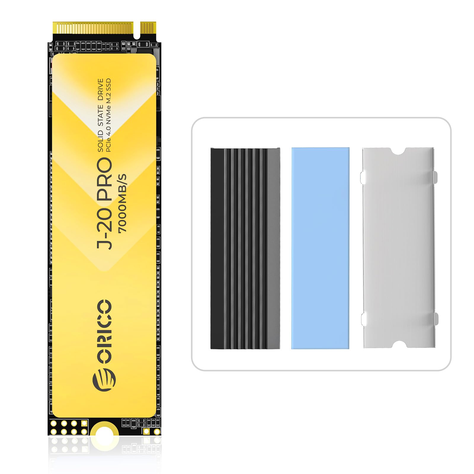 ORICO 2TB NVMe SSD M.2 Interno SSD, PCIe 4.0 Gen4x4, Fino a 7000 MB/s, SLC Cache 3D NAND TLC, Unità a Stato Solido Interne Giochi e Editing Video,Compatibile con PS5- J20Pro 7000MB/s 2TB