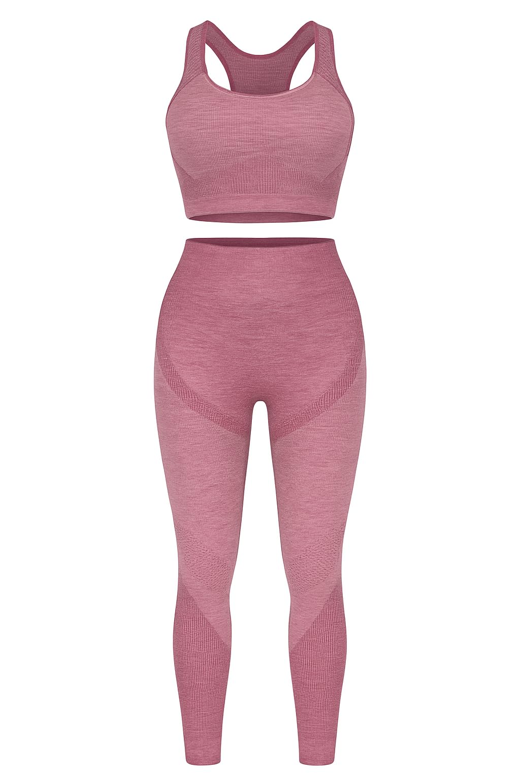 FITTO Women's 2-Piece Workout Set: High-Waisted Seamless Leggings & Sports Crop Top Bra - Soft Athletic Outfit with Tummy Control for Yoga, Running, and Gym M Pink, Bra with Leggings