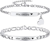 XUANPAI Personalized Matching Couples Bracelets - Free Engraving, Hypoallergenic Adjustable Stainless Steel for Him & Her, Long Distance Promise Gifts