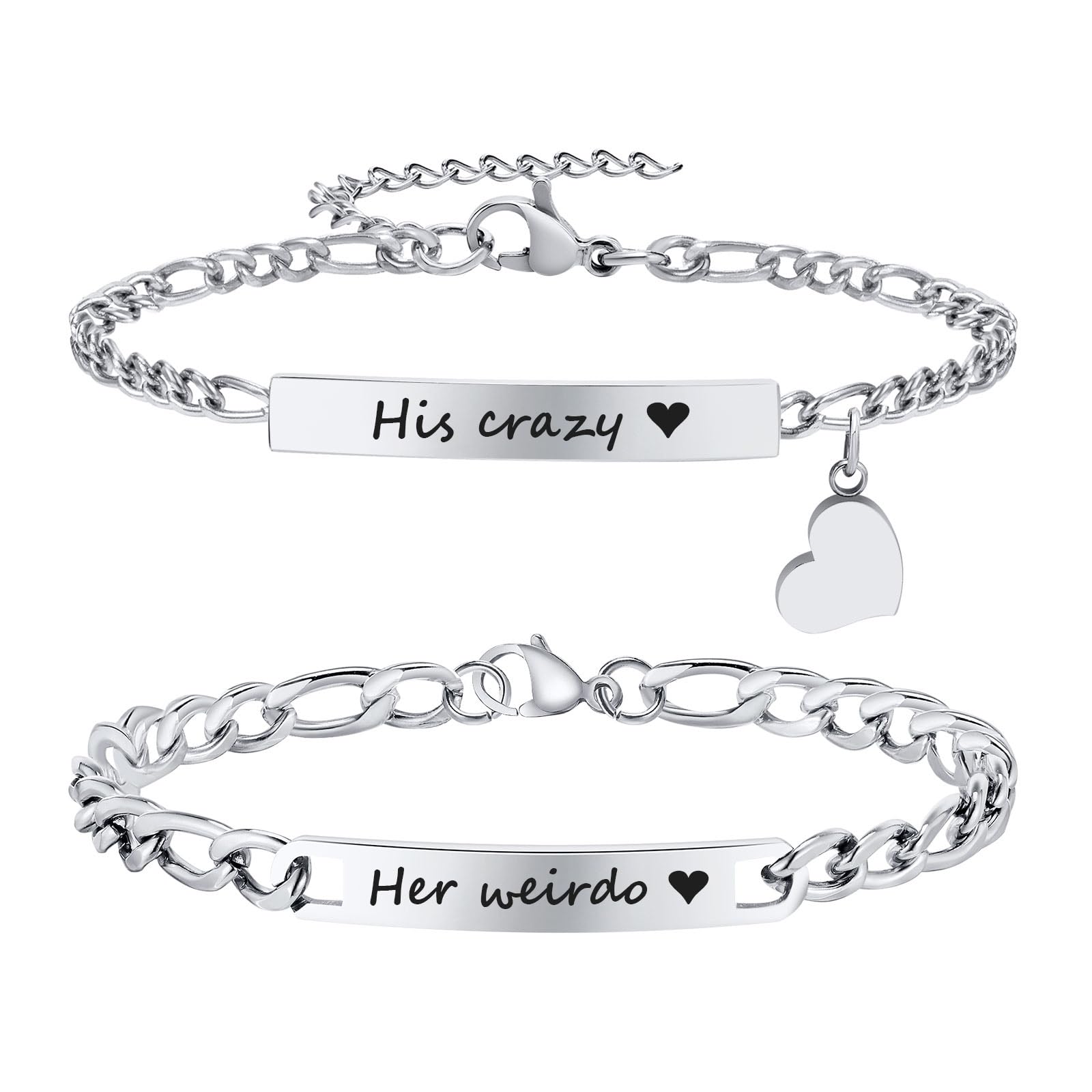 Personalized Matching Bracelet for Couple - Free Engraving Custom Couples Bracelets,Hypoallergenic Adjustable Stainless Steel Long Distance Relationship Jewelry,Promise Bracelet Gifts for Him and Her