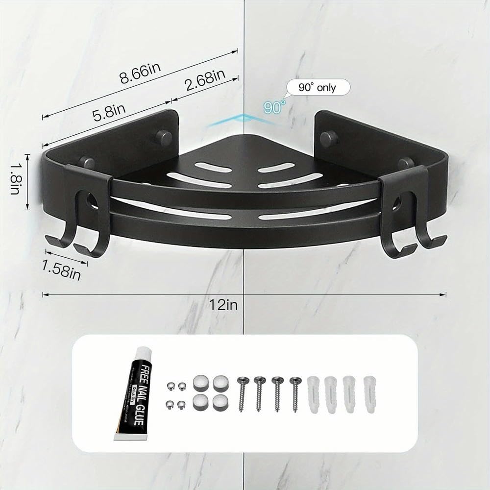 ZBDZSW Estante Ducha Esquina Triangular 2 Piezas Soporte para maquinilla Afeitar Adhesivo sin Taladro Organizador Estante Almacenamiento baño y Almacenamiento Estante Inodoro,Cocina sin Orificios