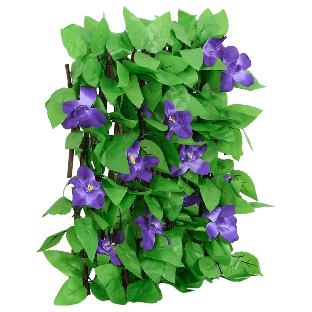 Treillis de lierre artificiel extensible vert en PVC et bois 180x20 cm avec fixation pour jardin terrasse balcon, panneau occultant brise vue pour séparation et intimité extérieure