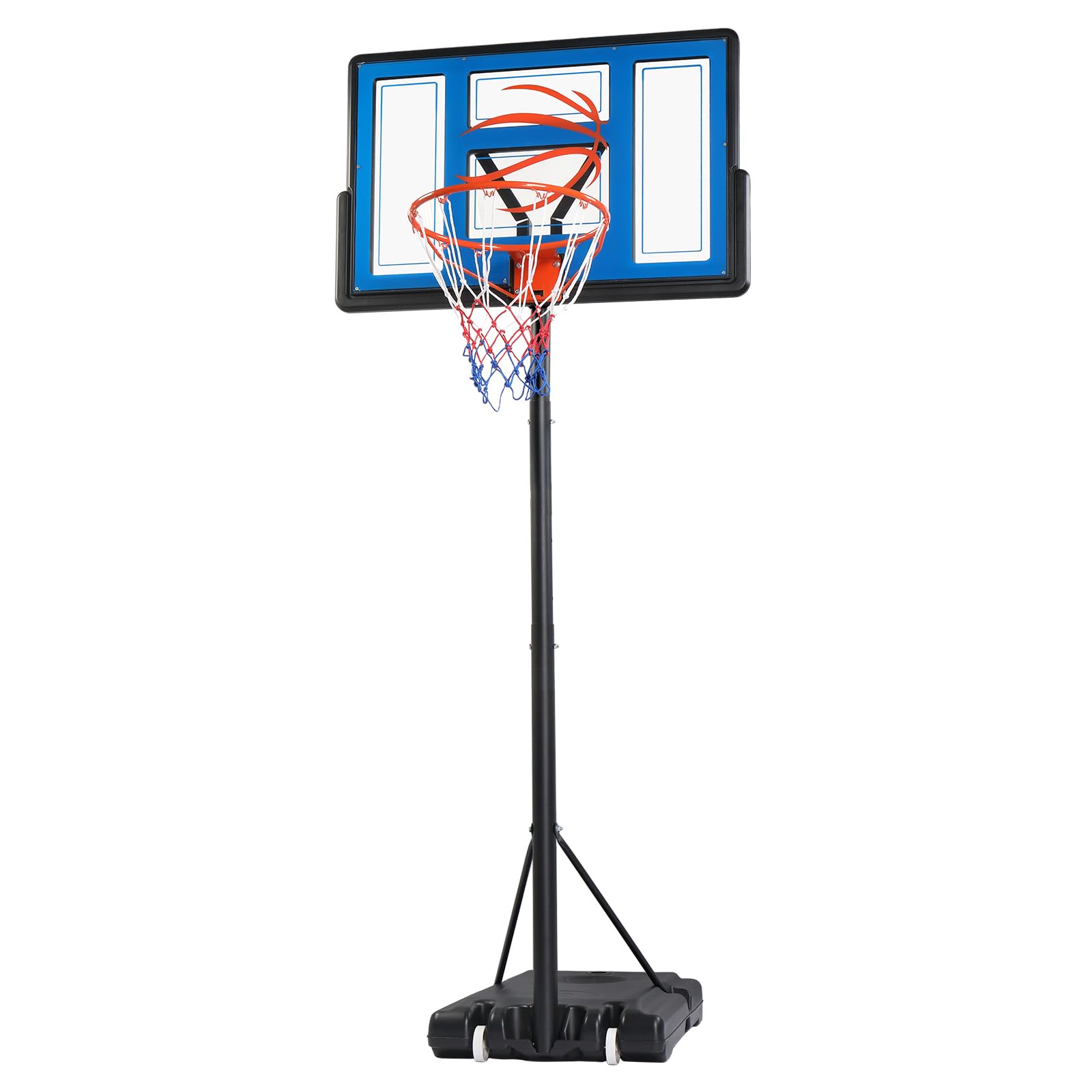 LALAHO Outdoor Basketball Hoop Adjustable, 10Ft Professional Basketball Stand for Adults and Youth with Base Wheels, 2.3-3.05m Height Portable Netball Hoop and Goal System for Backyard Court (Blue)