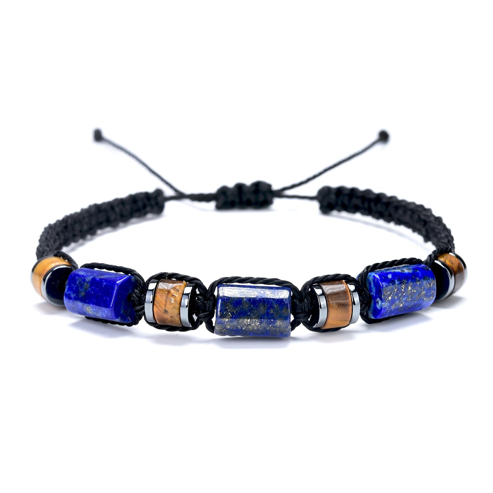 Senxilk Handmade Black Tourmaline Bracelet,Tiger eye and Hematite Protection Bracelets for Men Teens Boys Gift