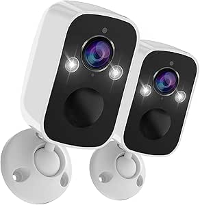 Rraycom 2Pack Security Cameras Wireless Outdoor, 2K Battery WiFi Surveillance Indoor Home Camera with AI Motion Detection Spotlight Siren Alarm, Color Night Vision, 2-Way Talk, Waterproof, Cloud/SD asin的图片