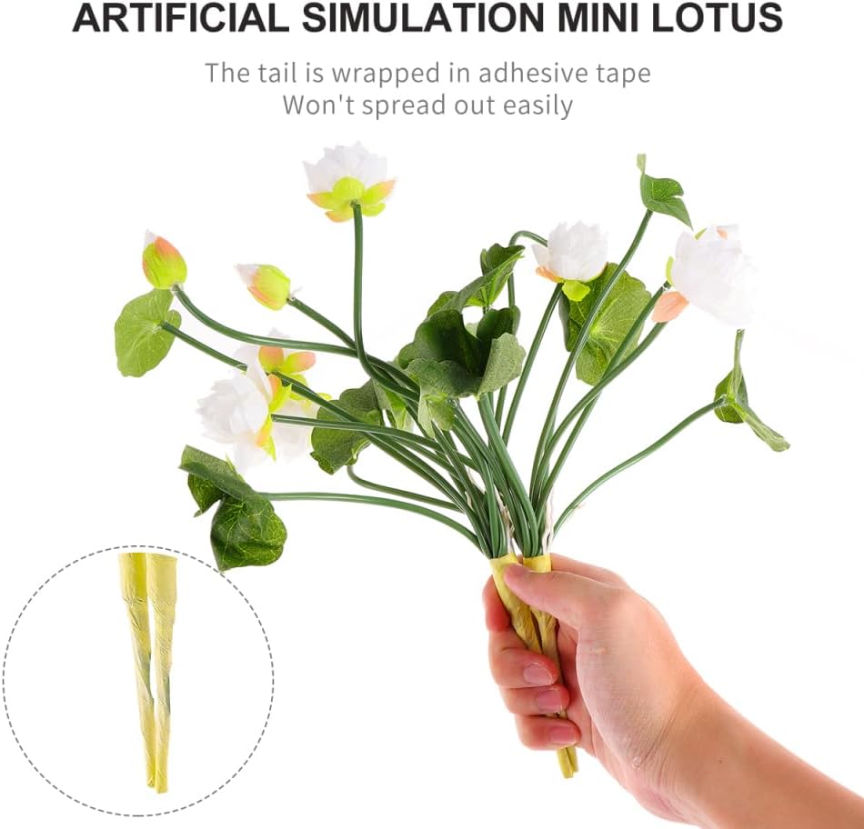 SEWACC 2 Pcs Artificial Lotus Flower Stems Fake Lotus Bouquet Faux Flower Picks Floral Greenery Stems Arrangement for Spring Easter Wedding Party Decor