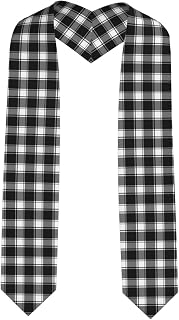 Buffalo Check Plaid White Black Graduation Stole Sash 72 Inches For Graduates