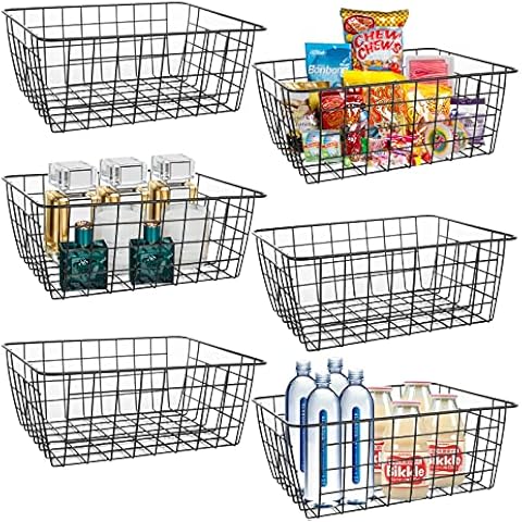 YOUNTHYE 6Pack Black Wire Storage Baskets Cover