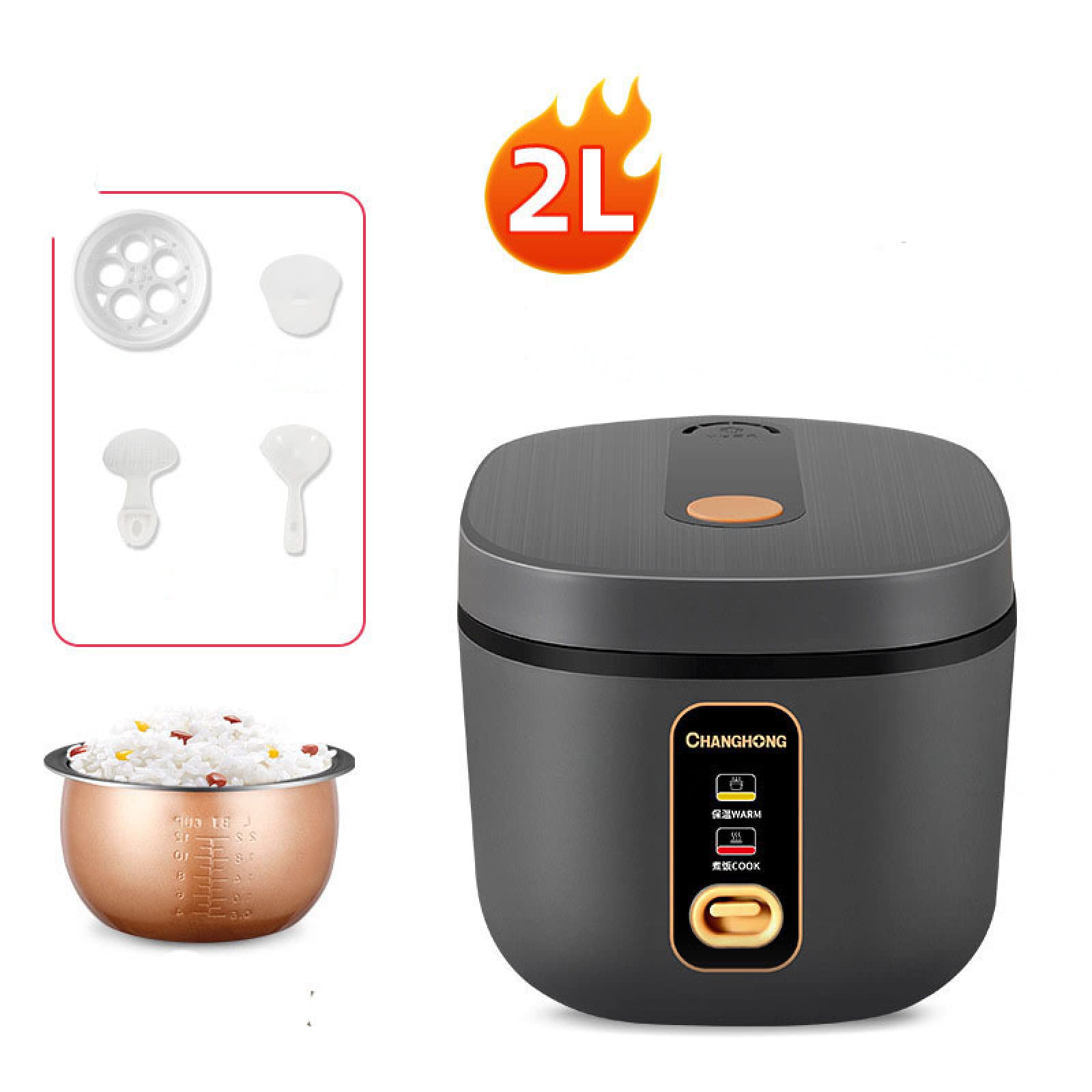 NIBHZ Cuociriso Elettrico con Un Solo Tocco per Riso Sushi Giapponese Asiatico, 10 Tazze crudo/20 Tazze Cotto, fornello Veloce e conveniente con Vapore, riscaldatore Automatico,Grey-2L