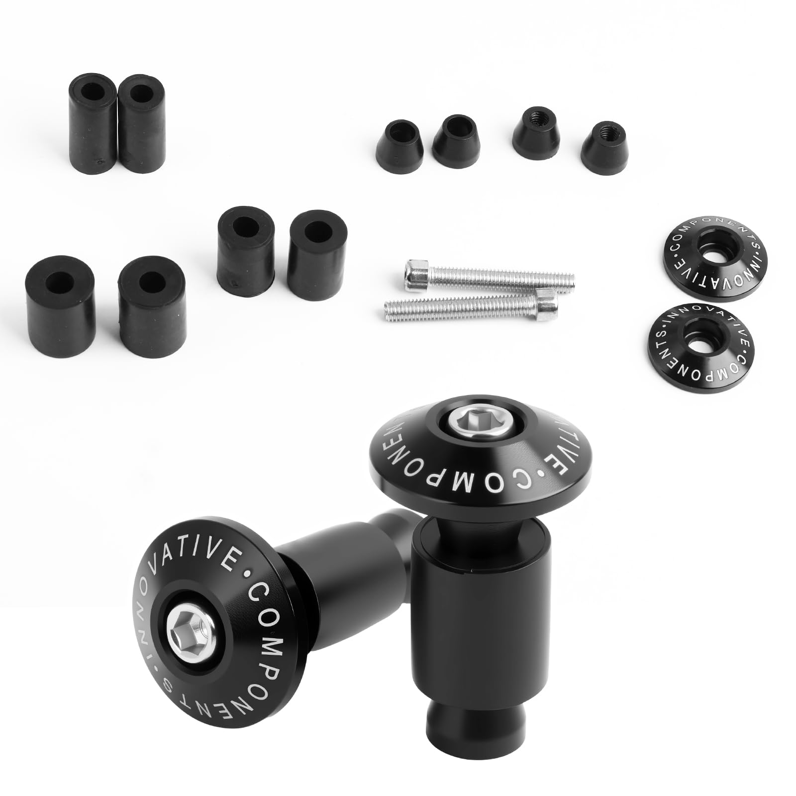Terminali Manubrio Universali in Alluminio CNC e Gomma, Compatibili con Manubri da Ø22mm (7/8") per Moto, MTB e Bici, Design Elegante, Nero - Set di Contrappesi Durevoli e Protettivi