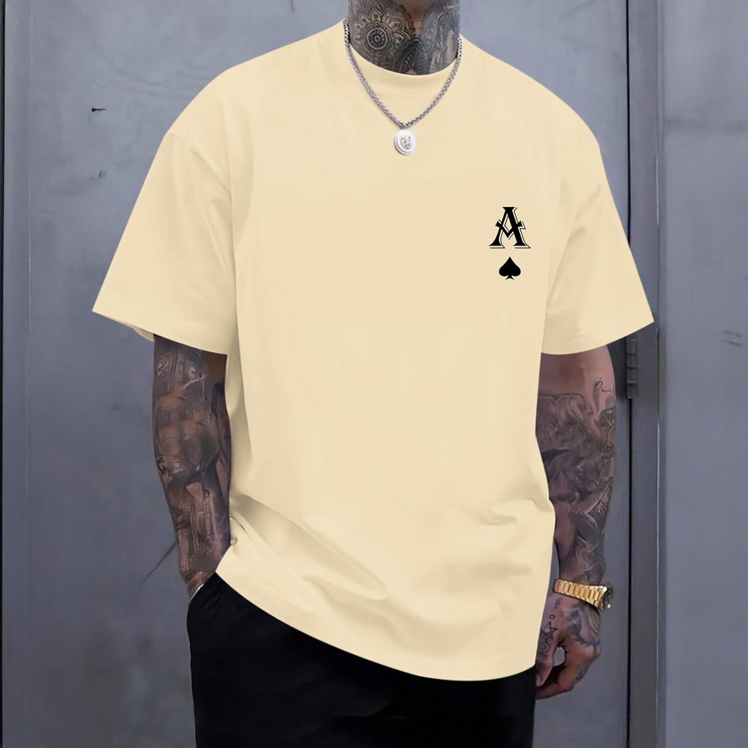 Men's Graphic Tees Vintage Oversize T Shirts Poker Ace of Spades Shirt Streetwear Rapper Casual Tee Top - Image 5