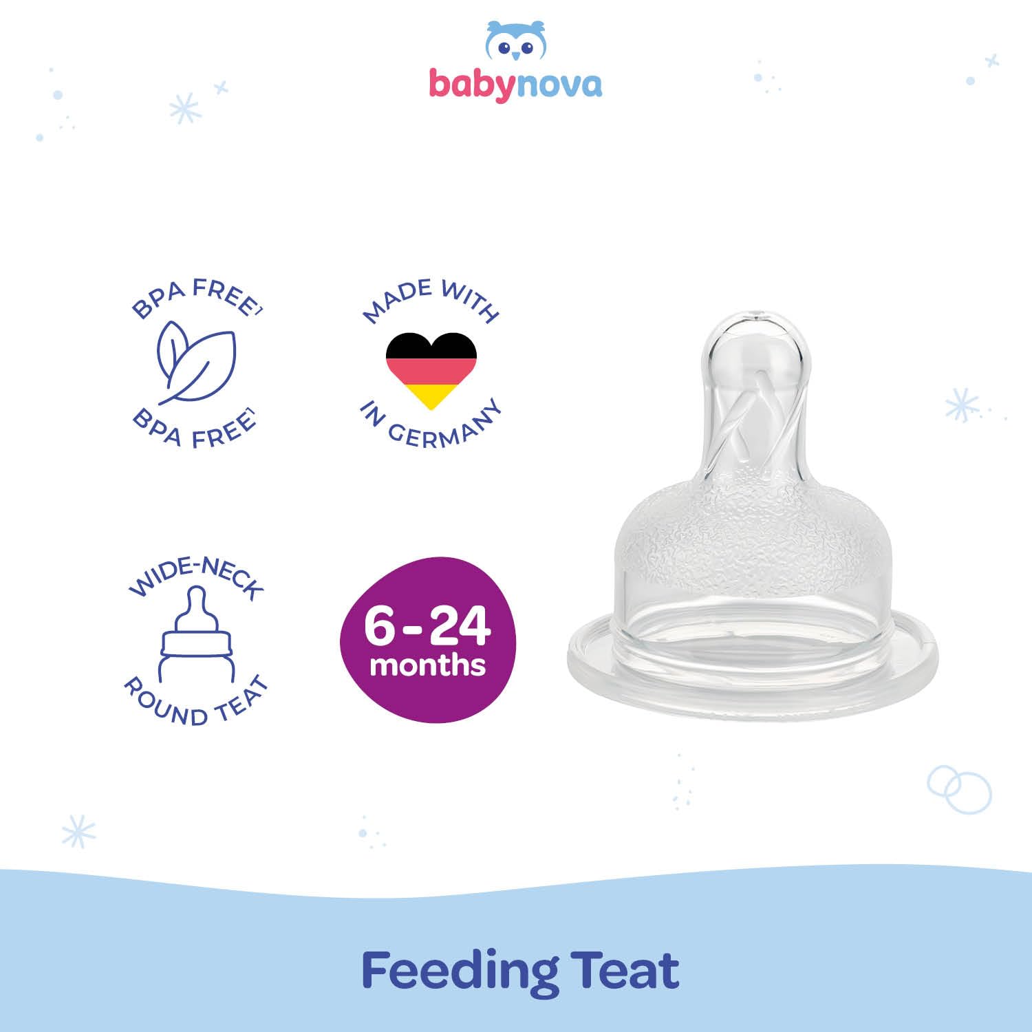 babynova Silicone Teat for Wide-Neck Baby Bottles, Teat with Anti-Colic Technology, BPA-Free, Made in Germany - Image 4