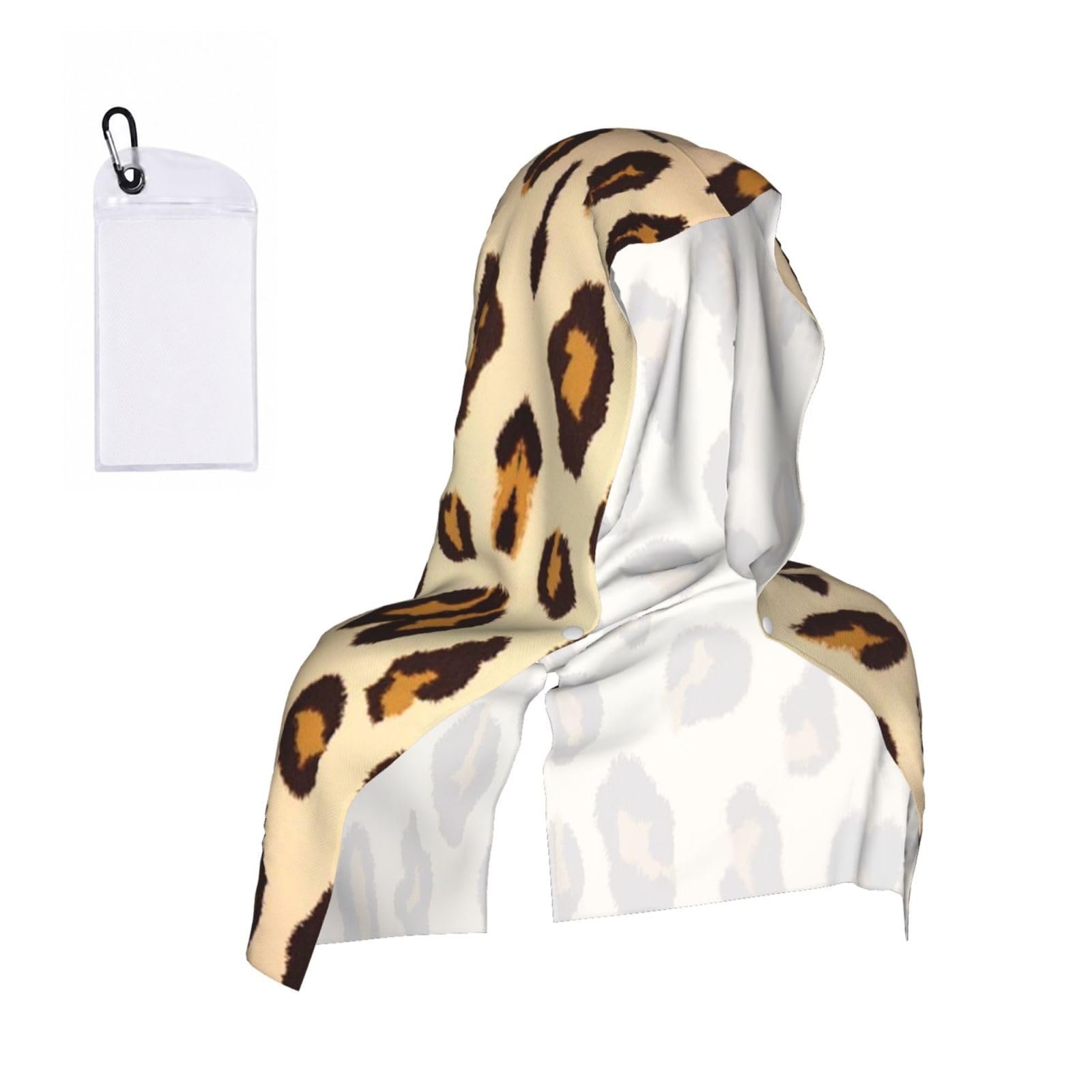 EZDLOWVBA Yellow Leopard Print 2 Pack Cooling Hoodie Towels,Sports Headscarf, Neck Wrap Scarf,Breathable Cooling Towel For Neck And Face, Travel, Swimming, Training