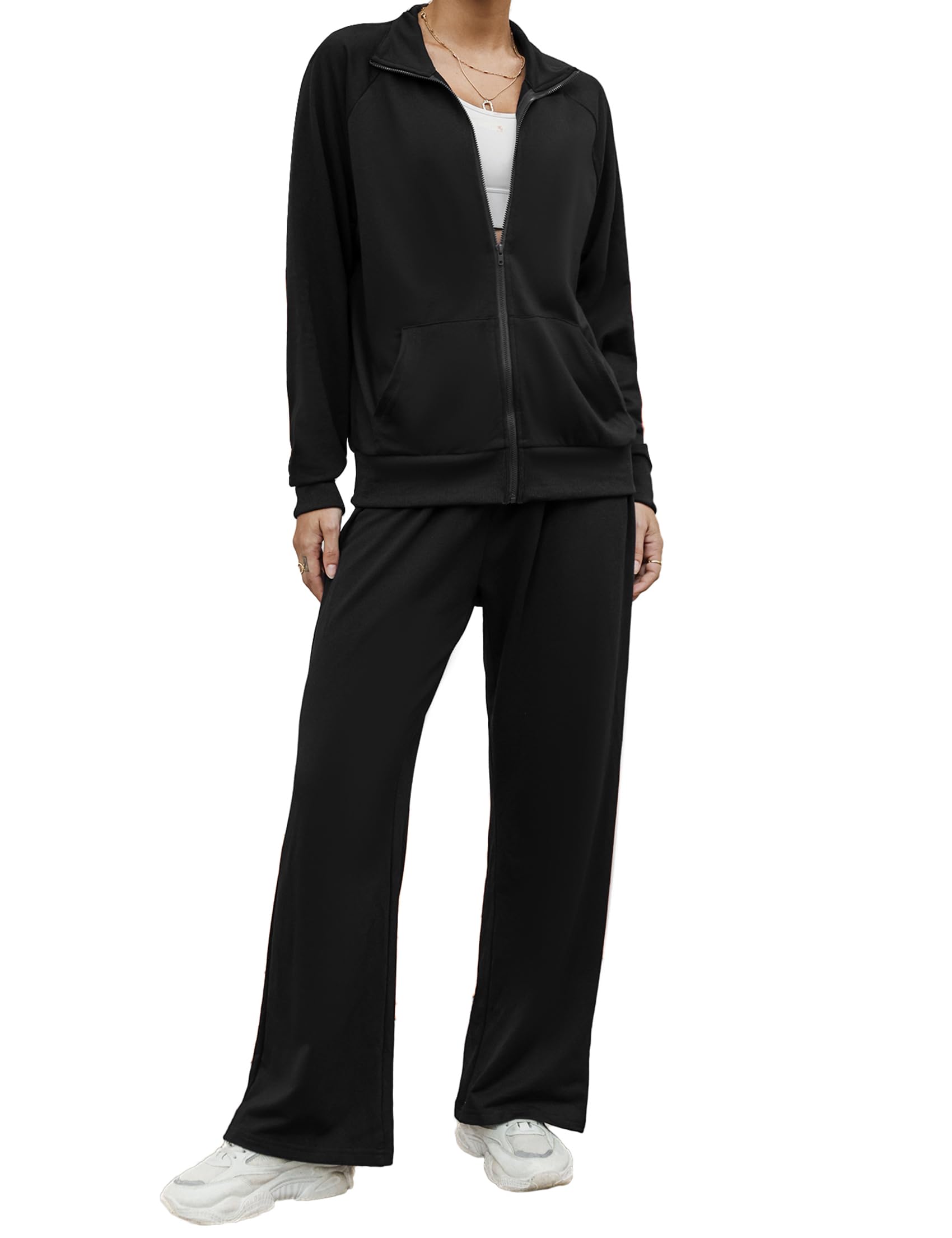 Terecey Tuta Sportiva Donna Completa 2 Pezzi Tuta Invernale Ginnastica Elegante Tute Ginnastica Felpata Casual Abbigliamento per Jogging Correre Fitness S-XXL